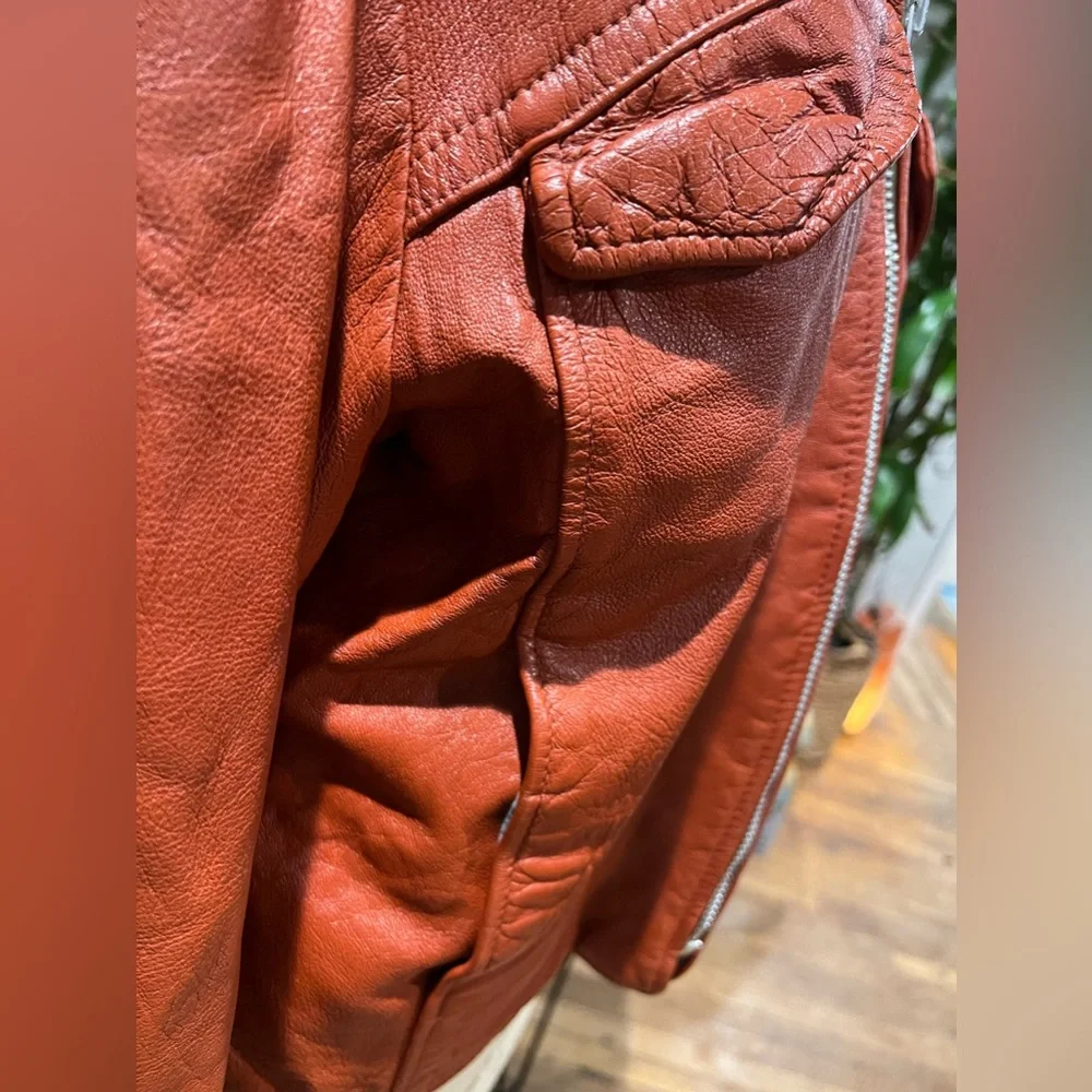 SCHOTT Bros. vintage Sportswear New York Rust Brown Leather Jacket Fall - Picture 6 of 9